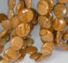 16MM Hickory Petrified Wood FLAT ROUND BUTTON Loose Beads 15.5 inch (90184765-A125)