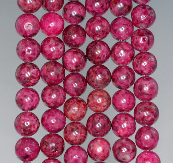 8MM Pink Fossil Crinoid Gemstone IRREGULAR ROUND Loose Beads 15.5 inch Full Strand (90184769-A126)