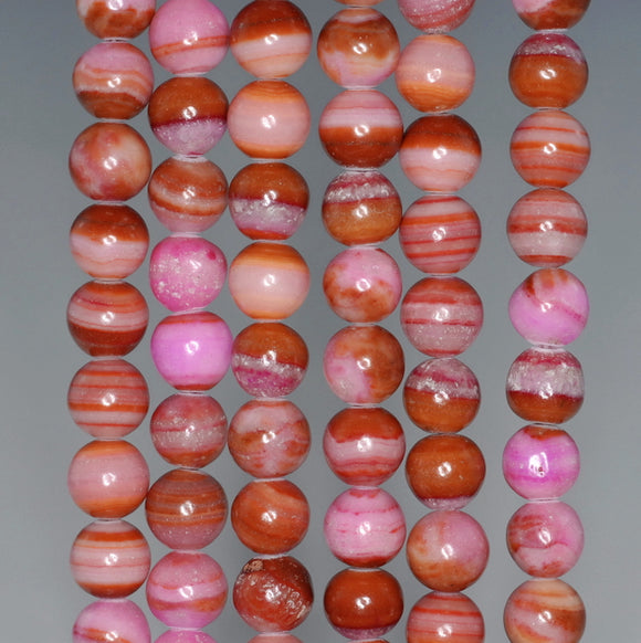 7MM Pink Zebra Jasper Gemstone ROUND Loose Beads 15 inch Full Strand (90184771-A126)