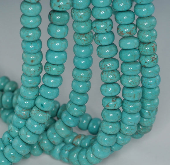 8 x 5 - 9 x 6MM Turquoise Howlite Gemstone RONDELLE Loose Beads 15.5 inch Full Strand (90184787-A127)