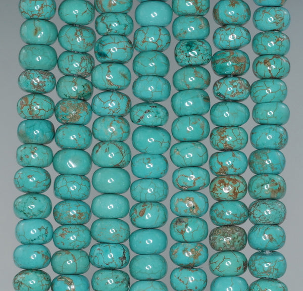 8 x 5 - 9 x 6MM Turquoise Howlite Gemstone RONDELLE Loose Beads 15.5 inch Full Strand (90184789-A127)