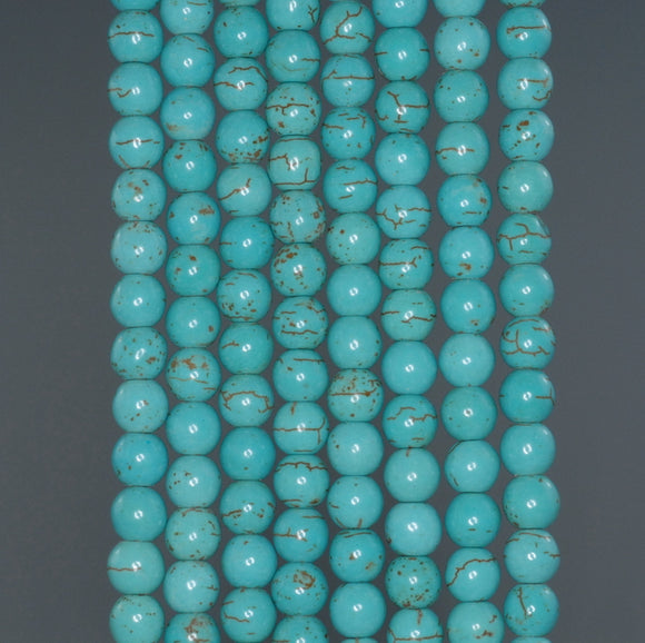 6MM Turquoise Howlite Gemstone ROUND Loose Beads 16 inch Full Strand (90184813-A129)