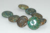 25mm Brown Green Chrysocolla Gemstone Flat Round Loose Beads 7.5 inch Half Strand (90188520-675)