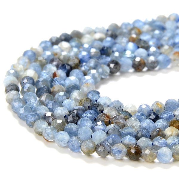 2MM Natural Kyanite Gemstone Grade A Micro Faceted Round Loose Beads 15 inch Full Strand (80016201-P49)