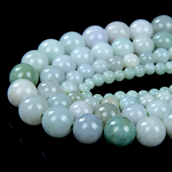 Natural Burma Green Jade Gemstone Grade AAA Round 8MM 9MM 10MM Loose Beads (D21)