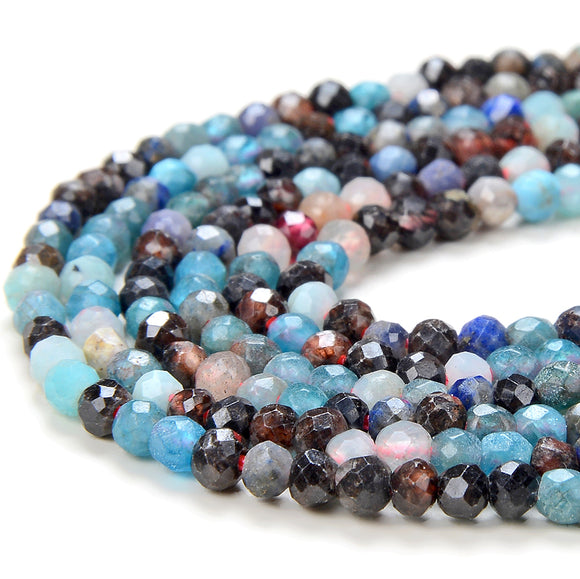 3MM Natural Multi Color Mix Stones Gemstone Grade Micro Faceted Round Loose Beads 15 inch Full Strand (80016316-P56)