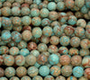 Turquoise Blue Sea Sediment Imperial Jasper Gemstone Round 4mm 6mm 8mm 10mm Loose Beads 15.5 inch Full Strand (A270)