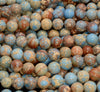 Light Blue Sea Sediment Imperial Jasper Gemstone Round 4mm 6mm 8mm 10mm Loose Beads 15.5 inch Full Strand (A270)