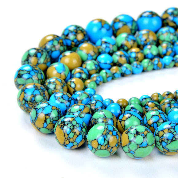 Blue Green Orange Turquoise Gemstone Grade AAA Round 4MM 6MM 8MM 10MM 12MM Loose Beads (D45)