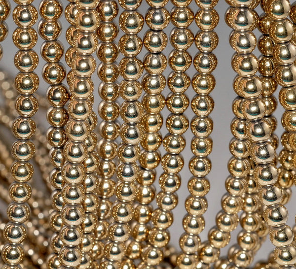 4mm 18K Gold Hematite Gemstone Gold Round Loose Beads 15.5 inch Full Strand (80002971-396)