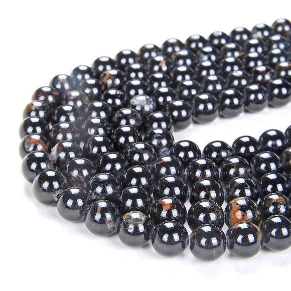 Natural Iron Matrix in Quartz Black Tourmaline Gemstone Grade AAA Round 6MM 8MM Loose Beads (D8)