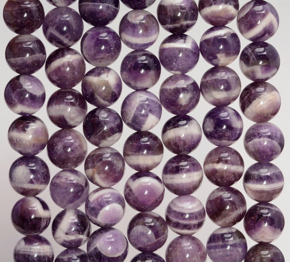 10mm Dogtooth Chevron Amethyst Gemstone Grade Aaa Round Loose Beads 15.5 Inch Full Strand (80007303-A253)