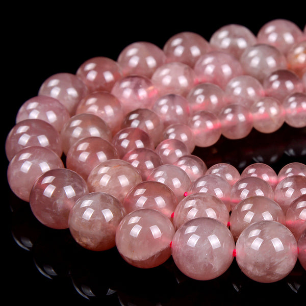 Natural Madagascar Rose Quartz Gemstone Grade AAA Round 6MM 7MM 8MM 9MM 10MM 11MM 12MM Loose Beads 7.5 inch Half Strand (D406)