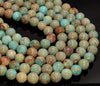 Turquoise Blue Sea Sediment Imperial Jasper Gemstone Round 4mm 6mm 8mm 10mm Loose Beads 15.5 inch Full Strand (A270)