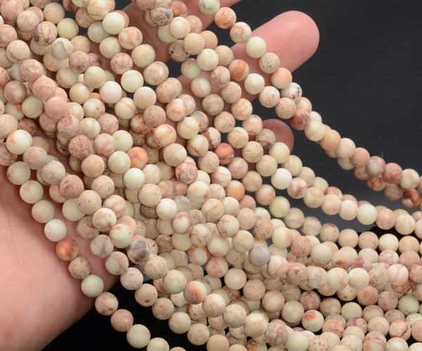 6mm Matte White Brown Imperial Jasper Gemstone Grade Aaa Round Loose Beads 16 inch Full Strand (80007391-A259)