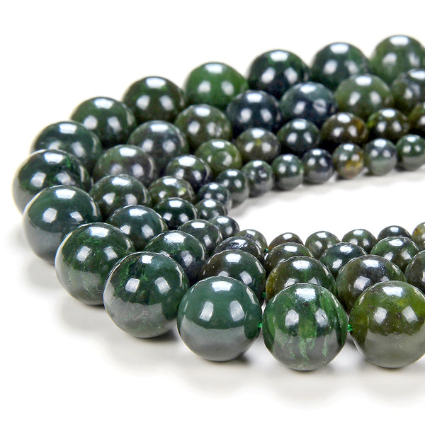 Natural Canadian Nephrite Jade Gemstone Grade A Round 3MM 4MM 5MM 6MM 7MM 8MM 9MM 10MM 11MM 12MM 13MM 14MM 15MM Loose Beads (D148 D149)