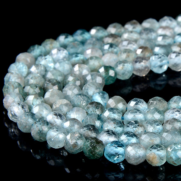 Natural Aqua Apatite Gemstone Grade A Micro Faceted Round 2MM 3MM 4MM Loose Beads 15 inch Full Strand (P54)