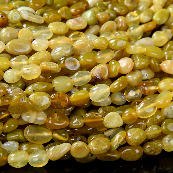 6-8MM Natural Yellow Opal Gemstone Pebble Nugget Loose Beads (D183)