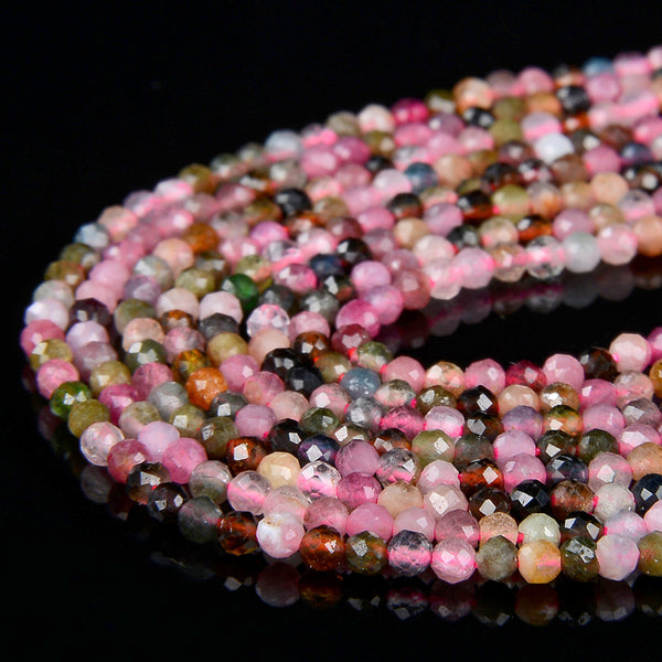 2MM Natural Tourmaline Gemstone Grade AA Micro Faceted Round Loose Beads 15.5 inch Full Strand (80008867-P13)