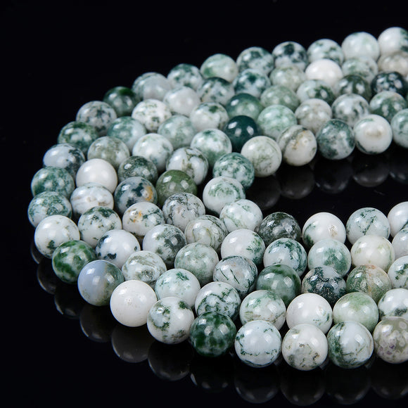 Natural Green Tree Agate Gemstone Grade AAA Round 6MM 8MM Loose Beads (D26)