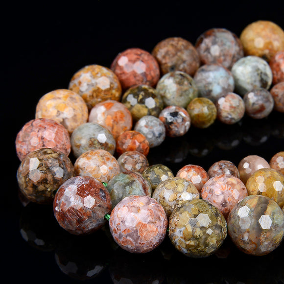 Flower Ocean Jasper Gemstone Grade AAA Micro Faceted Round 3MM 6MM 8MM 10MM Loose Beads (D42)