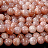 Natural Peach Sunstone Gemstone Grade A Round 4MM 5MM 6MM 7MM 9MM 10MM 11MM 12MM 13MM Loose Beads (D189 D190)