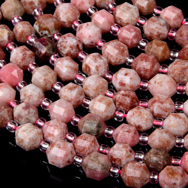 6MM Thulite Gemstone Faceted Prism Double Point Cut Loose Beads (D112)