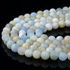 8MM Matte Beryl Aquamarine Gemstone Round Loose Beads (D162)