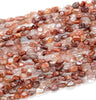 6-8MM Natural Red Rutilated Quartz Gemstone Pebble Nugget Loose Beads (D185)