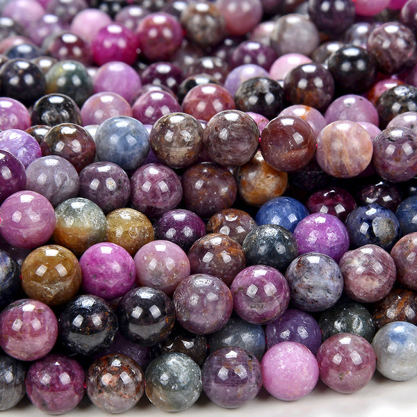 Natural Ruby Sapphire Gemstone Round 6MM 7MM 8MM 9MM Loose Beads (D171)