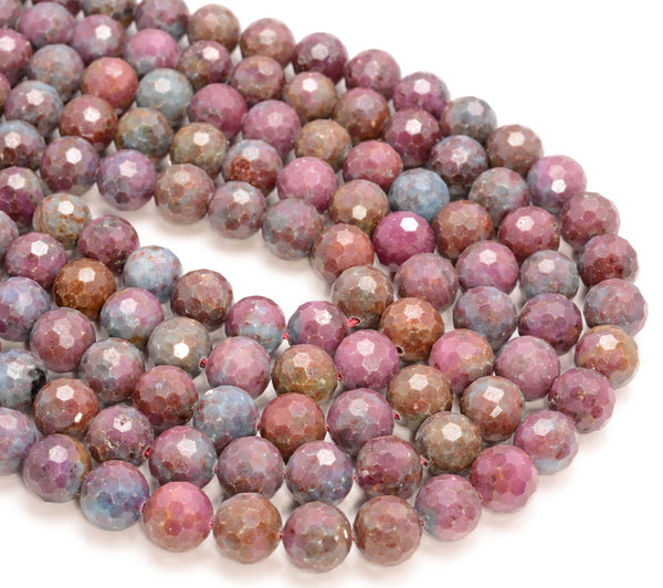 10mm Genuine Ruby Apatite Gemstone Grade Aaa Micro Faceted Round Loose Beads 7.5 Inch Half Strand (80007344 H-A256)