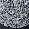 3MM Rainbow Moonstone With Black Tourmaline Inclusions Gemstone Grade A Micro Faceted Diamond Cut Cube Loose Beads (P43)