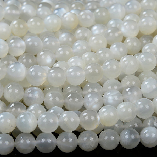 Natural Flash Milky White Moonstone Gemstone Grade AA Round 5MM 6MM 8MM 9MM 10MM 11MM 12MM Loose Beads (D138)