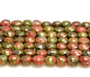 6x4MM Unakiate Gemstone Red Green Micro Faceted Flat Round Button 15 Inch Full Strand (80007273-A252)