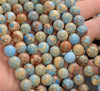 Light Blue Sea Sediment Imperial Jasper Gemstone Round 4mm 6mm 8mm 10mm Loose Beads 15.5 inch Full Strand (A270)