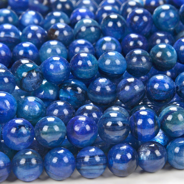 Dark Blue Kyanite Gemstone Grade AAA Round 5MM 6MM 7MM 8MM 9MM 10MM 11MM  12MM 13MM Loose Beads 7 inch Half Strand (D145)