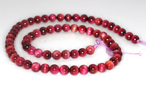 6mm Pink Tiger Eye Gemstone Grade AAA Round Loose Beads 16 inch Full Strand (90187324-722B)