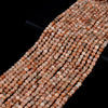 4MM Natural Sunstone Gemstone Grade AA Micro Faceted Square Cube Loose Beads (P23)