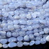 6-8MM Natural Chalcedony Blue Lace Agate Gemstone Pebble Nugget Loose Beads (D184)