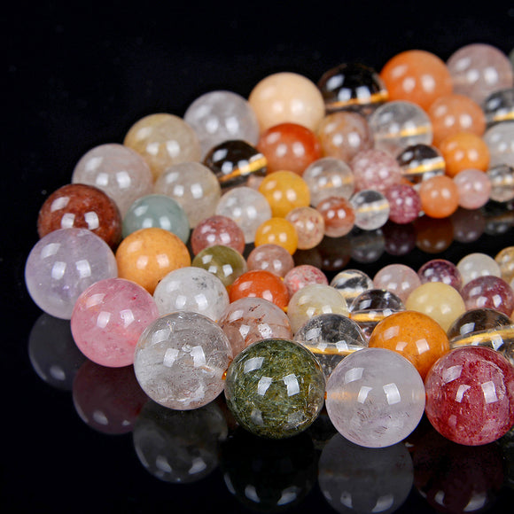 Mix Color Rutilated Quartz Gemstone Grade AAA Round 6MM 8MM 10MM 12MM Loose Beads (D2)