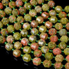 6MM Unakite Gemstone Faceted Prism Double Point Cut Loose Beads (D29)