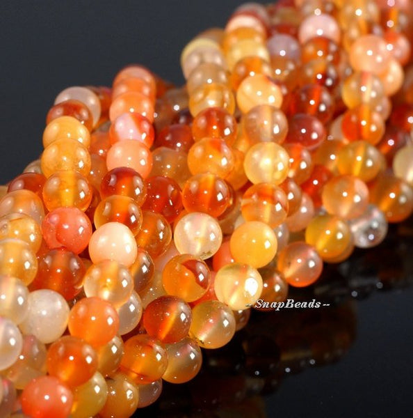 6mm Carnelian Red Agate Gemstone Citrus Red Smooth Round 6mm Loose Beads 15.5 inch Full Strand (90163902-100)