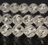 12mm White Rock Crystal Quartz Gemstone Grade AAA Carved Round Twist Loose Beads 15.5 inch Full Strand (90187630-698)