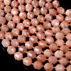 6MM Natural Sunstone Gemstone Faceted Prism Double Point Cut Loose Beads (D38)