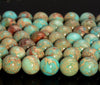 Turquoise Blue Sea Sediment Imperial Jasper Gemstone Round 4mm 6mm 8mm 10mm Loose Beads 15.5 inch Full Strand (A270)