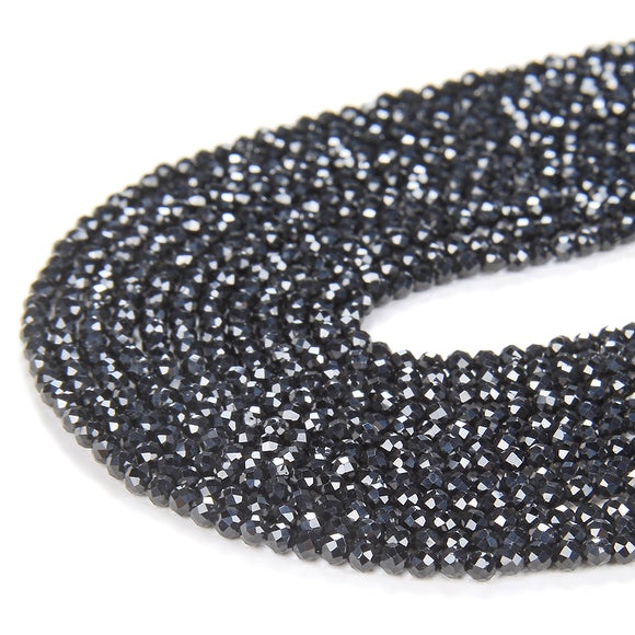 2MM Natural Black Spinel Gemstone Grade AAA Micro Faceted Round Loose Beads 15.5 inch Full Strand (80008871-P13)