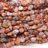 6-8MM Natural Red Rutilated Quartz Gemstone Pebble Nugget Loose Beads (D185)