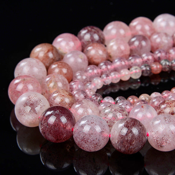 Natural Strawberry Quartz Gemstone Grade AA Round 4MM 5MM 6MM 8MM 10MM 11MM 12MM Loose Beads (D24)