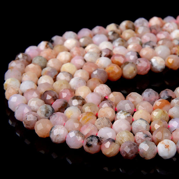 4MM Pink Opal Gemstone Grade AA Micro Faceted Round Loose Beads 15.5 inch Full Strand (80009122-P14)